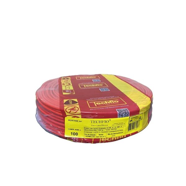 CABO FLEXIVEL ROLO C/ 100M 10,0MM VERMELHO - TECHFIO
