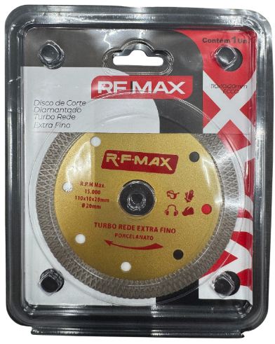 DISCO DIAMANTADO EXTRA FINO TURBO 1.2MM 110X10X20MM REDE - RF MAX