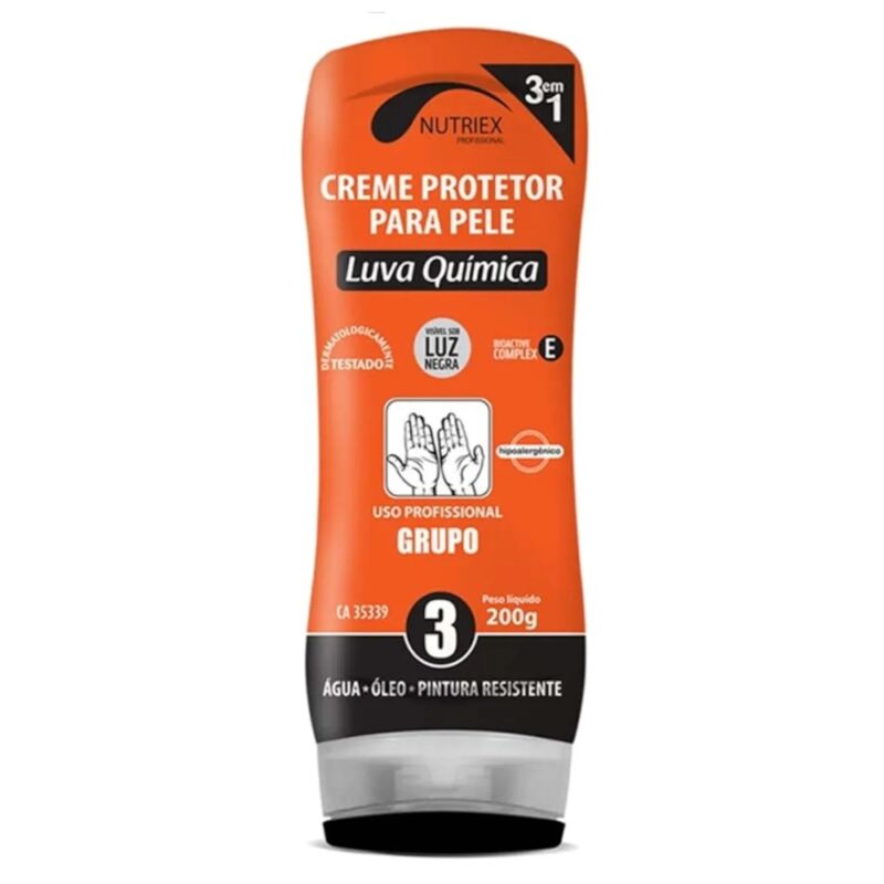 CREME PROTETOR PELE LUVA QUIMICA PLUS GRUPO 3 PROFISSIONAL 200G - NUTRIEX