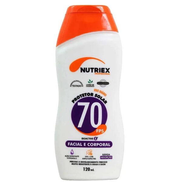 PROTETOR SOLAR PROFISSIONAL FPS 70 FACE E CORPO 120ML - NUTRIEX