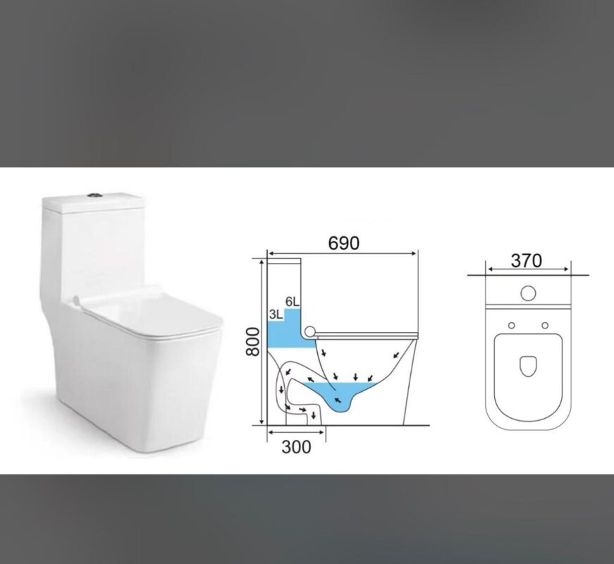 VASO SANITARIO MONOBLOCO QUADRADO BRANCO C/ ASSENTO SOFT CLOSE -