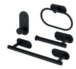 KIT SANITARIO PORTA TOALHA PRETO OD-602 C/ 4 PC -