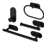 KIT SANITARIO PORTA TOALHA OD-602 C/ 4 PCS - PRETO