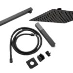 KIT CHUVEIRO COMPLETO C/ GATILHO E DESVIADOR 20X20CM - PRETO
