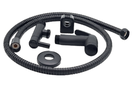 KIT DUCHA HIGIENICA COMPLETA EM ABS PRETA - ULTRA METAIS