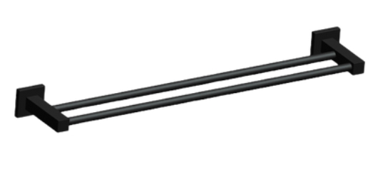 PORTA TOALHA DUPLO PRETO FOSCO - ULTRA METAIS