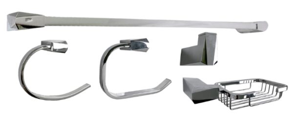 KIT BANHEIRO DIAMANTE CROMADO C/ 5 PC -