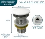 VALVULA CLICK CUBA/LAVAT. CERAMICA BRANCA - 1 1/4" - 2615
