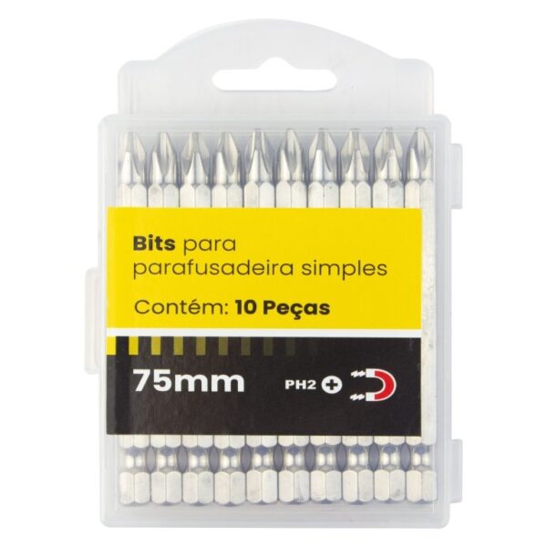 JG. BITS P/ PARAFUSADEIRA PH2 X 75MM S2 C/10 PC - RF MAX