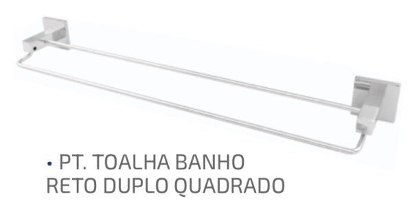 PORTA TOALHA BANHO DUPLO QUADRADO CROMADO - ULTRA METAIS