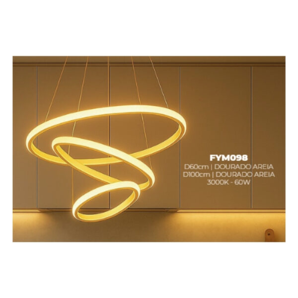 LUSTRE FYM098 - PEND DOURADO 3000K Diametro: 100cm