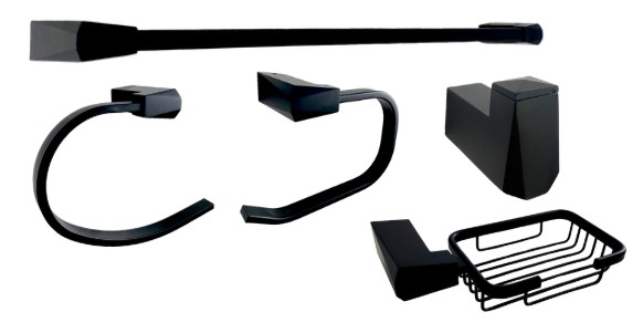 KIT BANHEIRO DIAMANTE PRETO FOSCO C/ 5 PC -