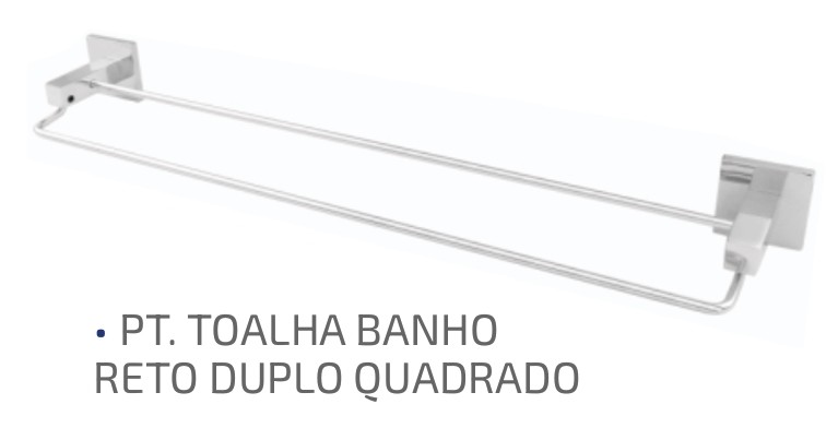 PORTA TOALHA BANHO DUPLO QUADRADO CROMADO - ULTRA METAIS