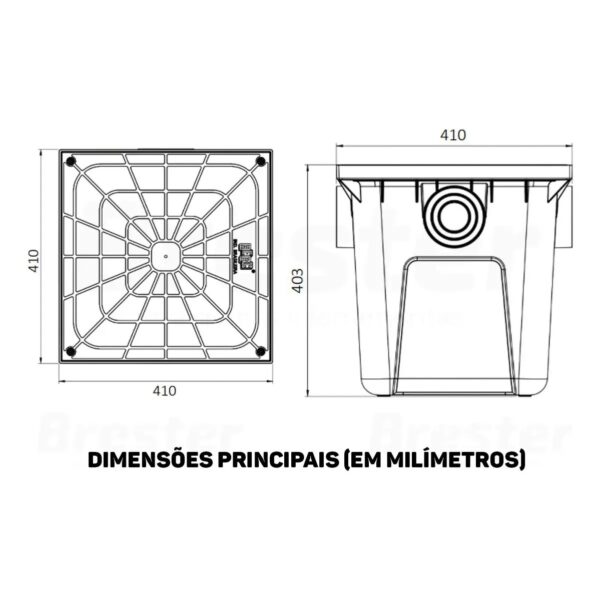 CAIXA COLETORA GORDURA PRETO 42L 410X403X100MM - HERC