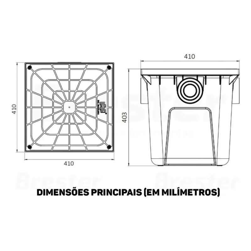 CAIXA COLETORA GORDURA PRETO 42L 410X403X100MM - HERC