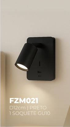 FZM021 - LUMINARIA DE CAMA P/ LEITURA PRETA D12cm SOQ. GU10