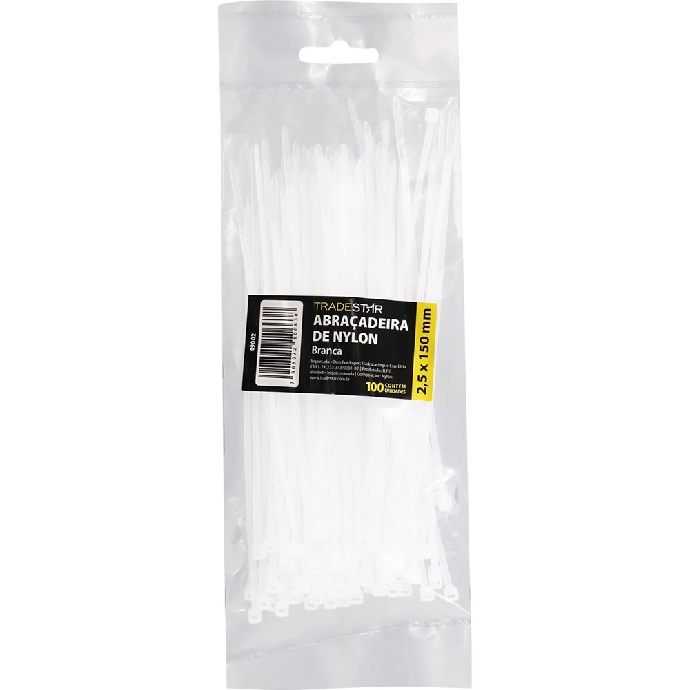 eef80991-6f1a-496f-846b-6969a56ae4ba ABRAC NYLON BR 2.5MM X 150MM C/ 100 UN - TRADESTAR