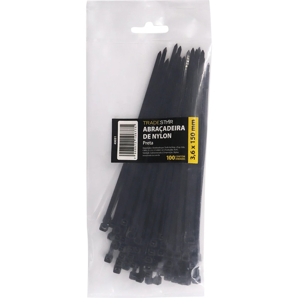 e6b571dc-976f-48d4-a0ee-3f5649fc2994 ABRAC NYLON PR 3.6MM X 150MM C/ 100 UN - TRADESTAR