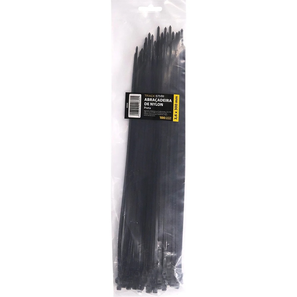 c8d1ffd4-dd9e-42a4-bf2a-11d42e2c532f ABRAC NYLON PR 3.6MM X 300MM C/ 100 UN - TRADESTAR