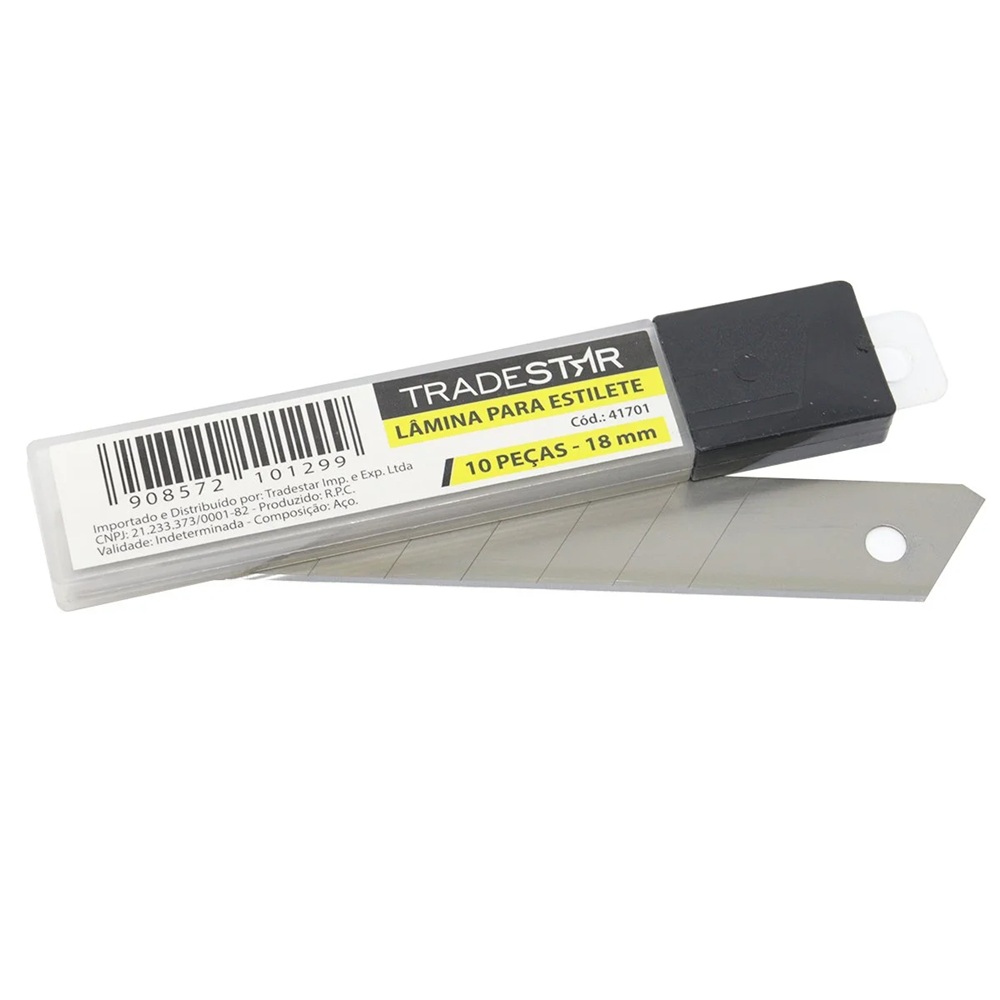 fbb53968-3afa-4ec7-8db0-8e6b88825994 JG. LAMINA P/ ESTILETE 18MM C/ 10 PC - TRADESTAR