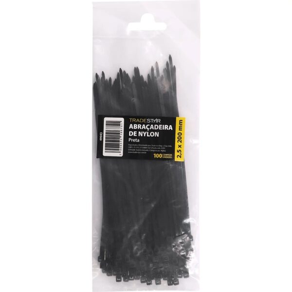 ABRAC NYLON PR 2.5MM X 200MM C/ 100 UN - TRADESTAR