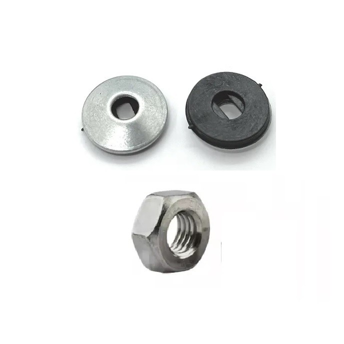 CONJ. ARRUELA PVC + ARRUELA METAL + PORCA 5/16 C/ 100 UN -