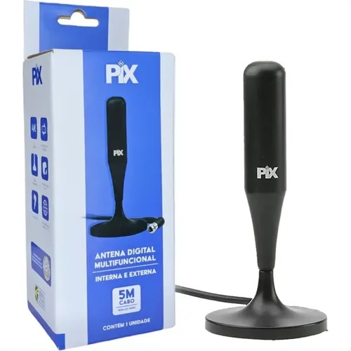 ANTENA INTERNA/EXTERNA DIGITAL BASE MAGNETICA C/ CABO 5M - PIX