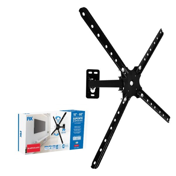 SUPORTE TV BI-ARTICULADO - 10 A 60 - PRETO - PX-10