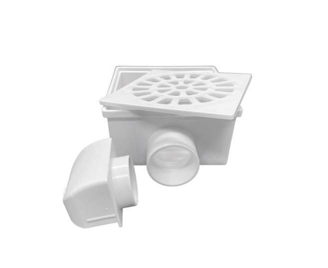 RALO SIFONADO QUADRADO BRANCO C/ GRELHA QUADRADA BRANCO 100X52X40MM - REBOUCAS
