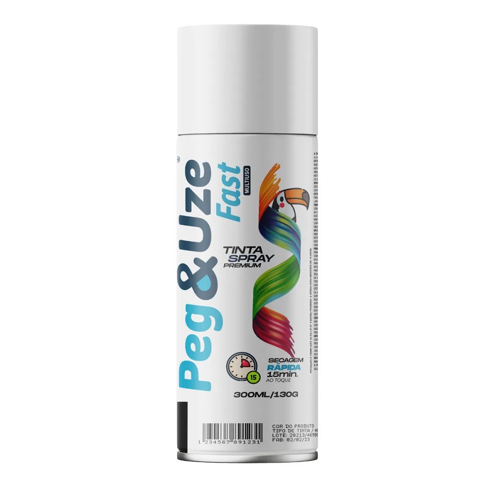 21a97d76-ea0d-4187-bd16-759bcc090bb1 TINTA SPRAY ALTA TEMPERATURA BRANCO FOSCO 300ML/130G - PEG&UZE