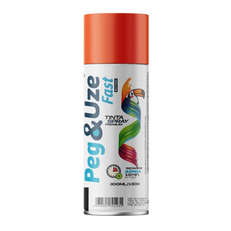 TINTA SPRAY LUMINOSA LARANJA 300ML/130G - PEG&UZE