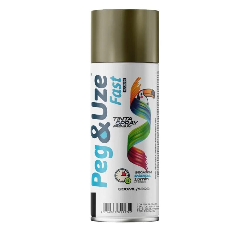 TINTA SPRAY METALICA DOURADA 300ML/130G - PEG&UZE