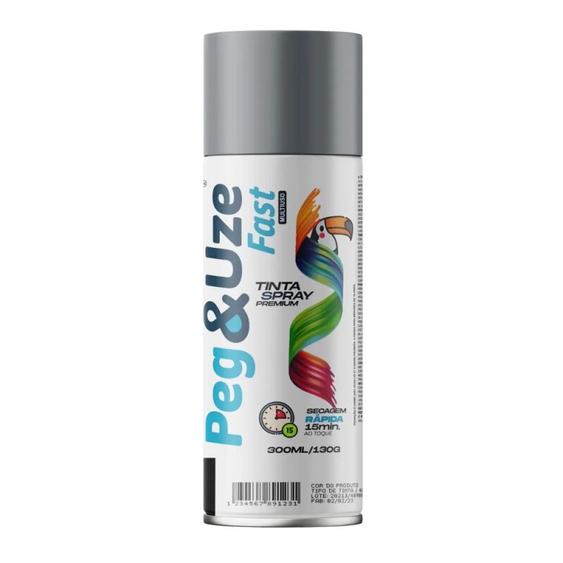 TINTA SPRAY USO GERAL CINZA CLARO 300ML/130G - PEG&UZE