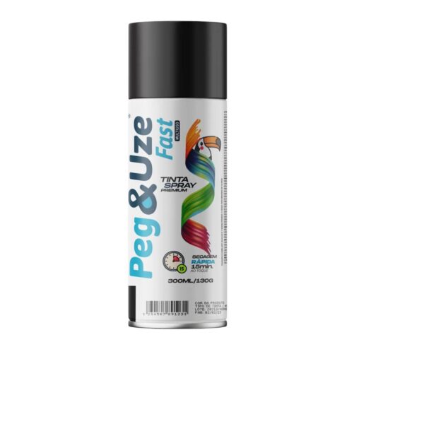 TINTA SPRAY USO GERAL PRETO FOSCO 300ML/130G - PEG&UZE