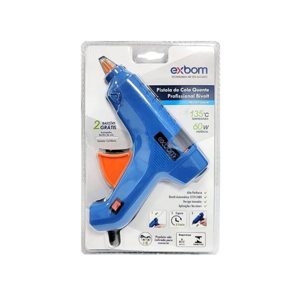 PISTOLA COLA QUENTE 60W BIV. Com interruptor liga/desliga - EXBOM