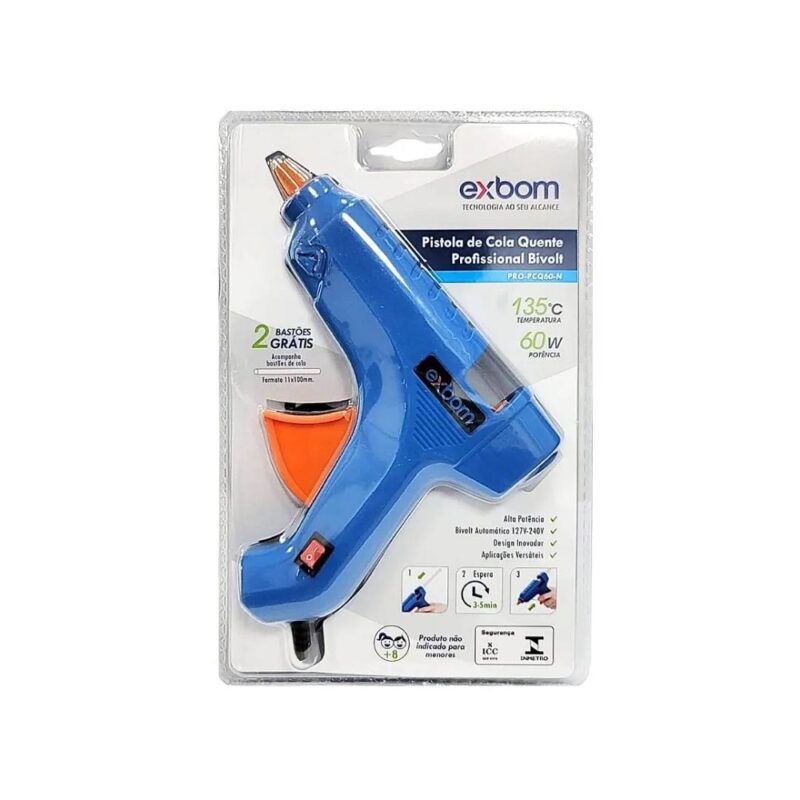 PISTOLA COLA QUENTE 60W BIV. Com interruptor liga/desliga - EXBOM