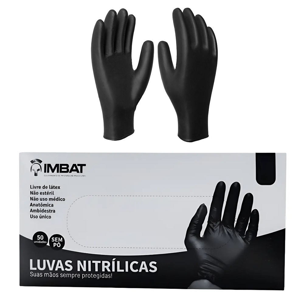 d5e25e63-9311-4651-8fb2-fc9fc3178fb3 LUVA NITRILCA PRETA HEAVY DESCARTAVEL C/ 50 UN T. 8 (M) - IMBAT