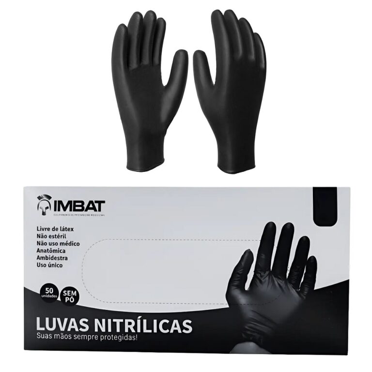 LUVA NITRILCA PRETA HEAVY DESCARTAVEL C/ 50 UN T. 10 (EG) - IMBAT